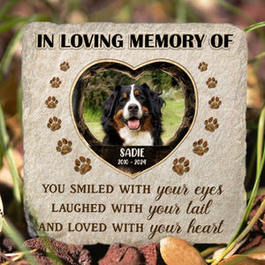 Custome Photo Heart And Paws - Pet Memorial - Personalized Stone DN100