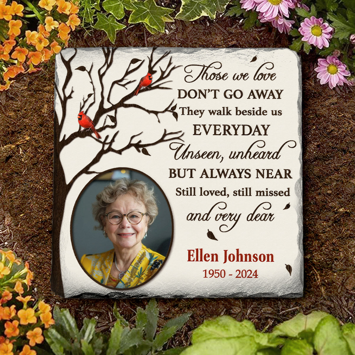 Custome Photo We Love Don’t Go Away - Pet Memorial - Personalized Stone DN100