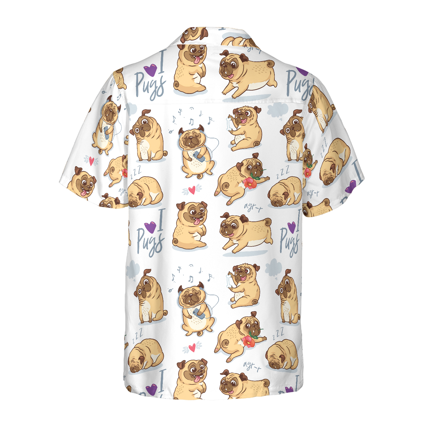 Cute Funny Pugs Hawaiian Shirt  For Men