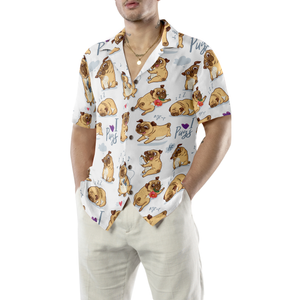 Cute Funny Pugs Hawaiian Shirt  For Men