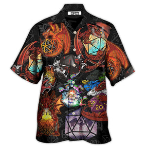 D20 And Fire Dragon Art - Hawaiian Shirt