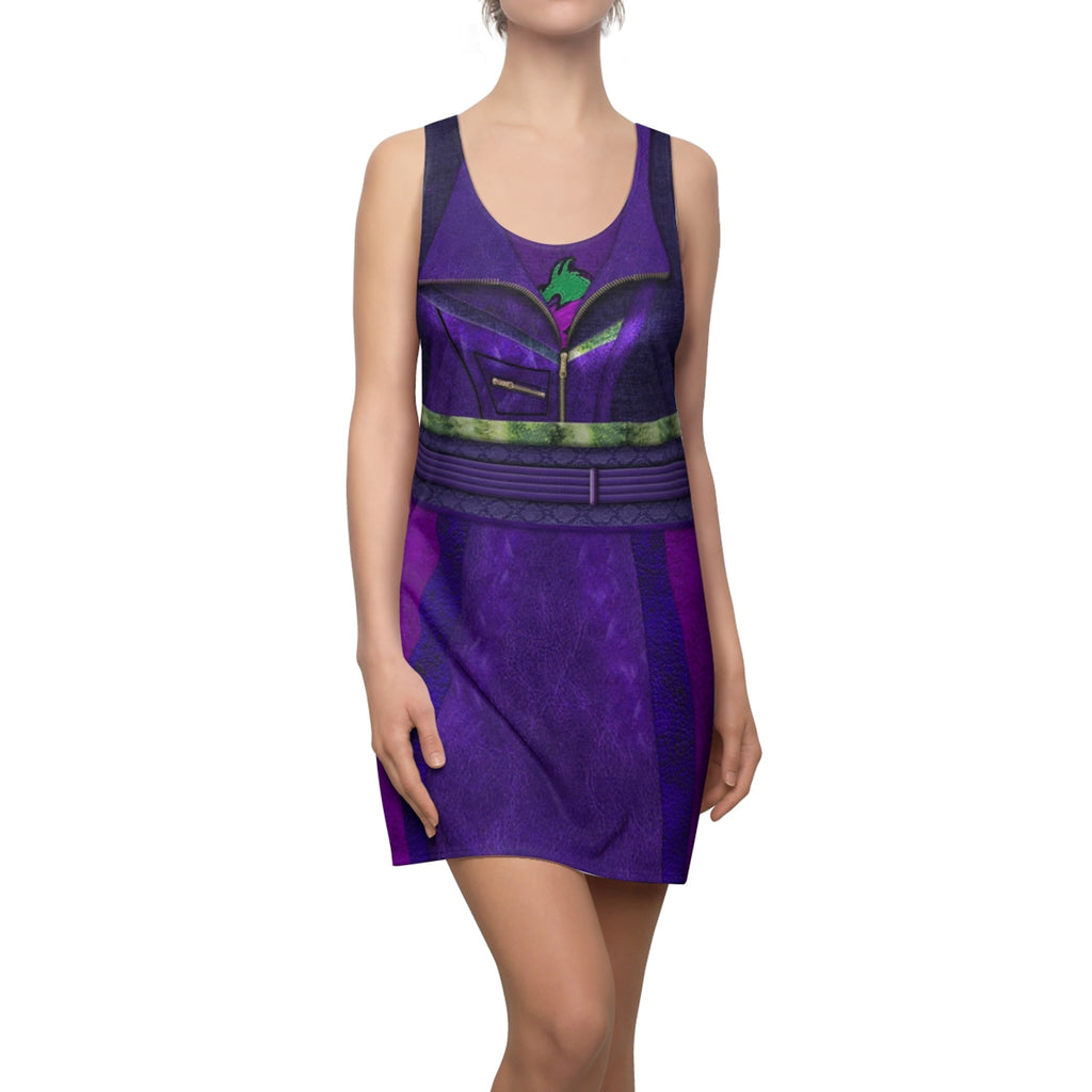 Descendants 3 Mal Purple And Green Costume - Racerback Dress