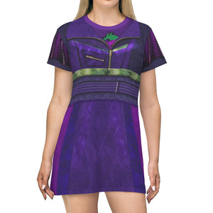 Descendants 3 Mal Purple And Green Costume - Tshirt Dress