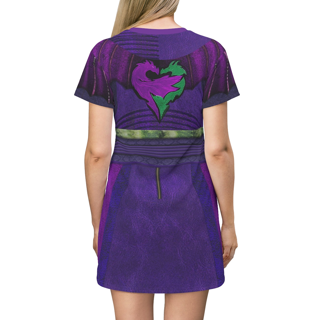 Descendants 3 Mal Purple And Green Costume - Tshirt Dress