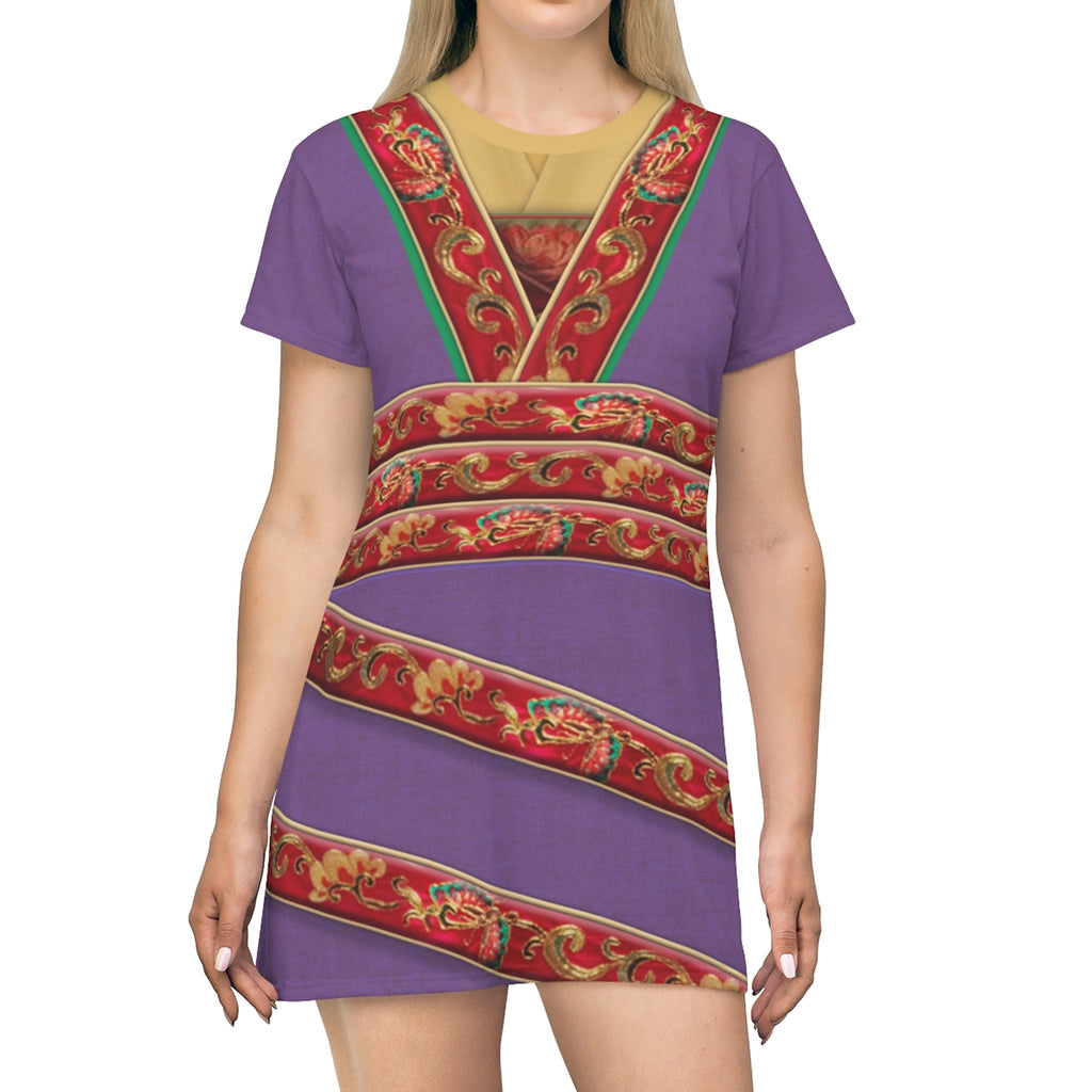 Mulan Purple Outfit Cosplay Costume - Tshirt Dress