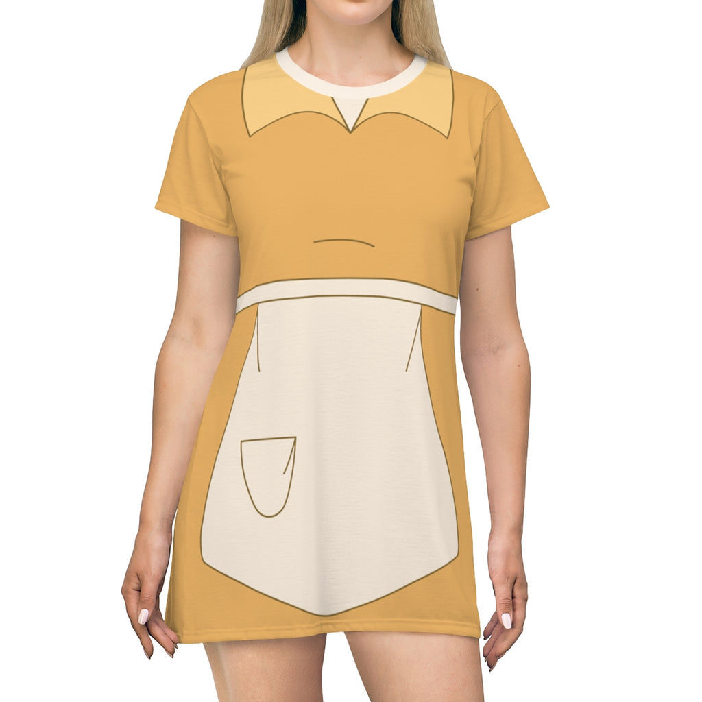 Tiana Yellow Waitress Princess And The Frog Adventure Costume - Tshirt Dress