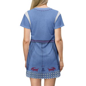 Anna Blue Frozen Cosplay Costume - Tshirt Dress