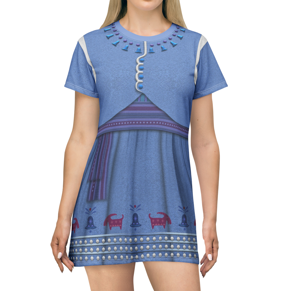 Anna Blue Frozen Cosplay Costume - Tshirt Dress