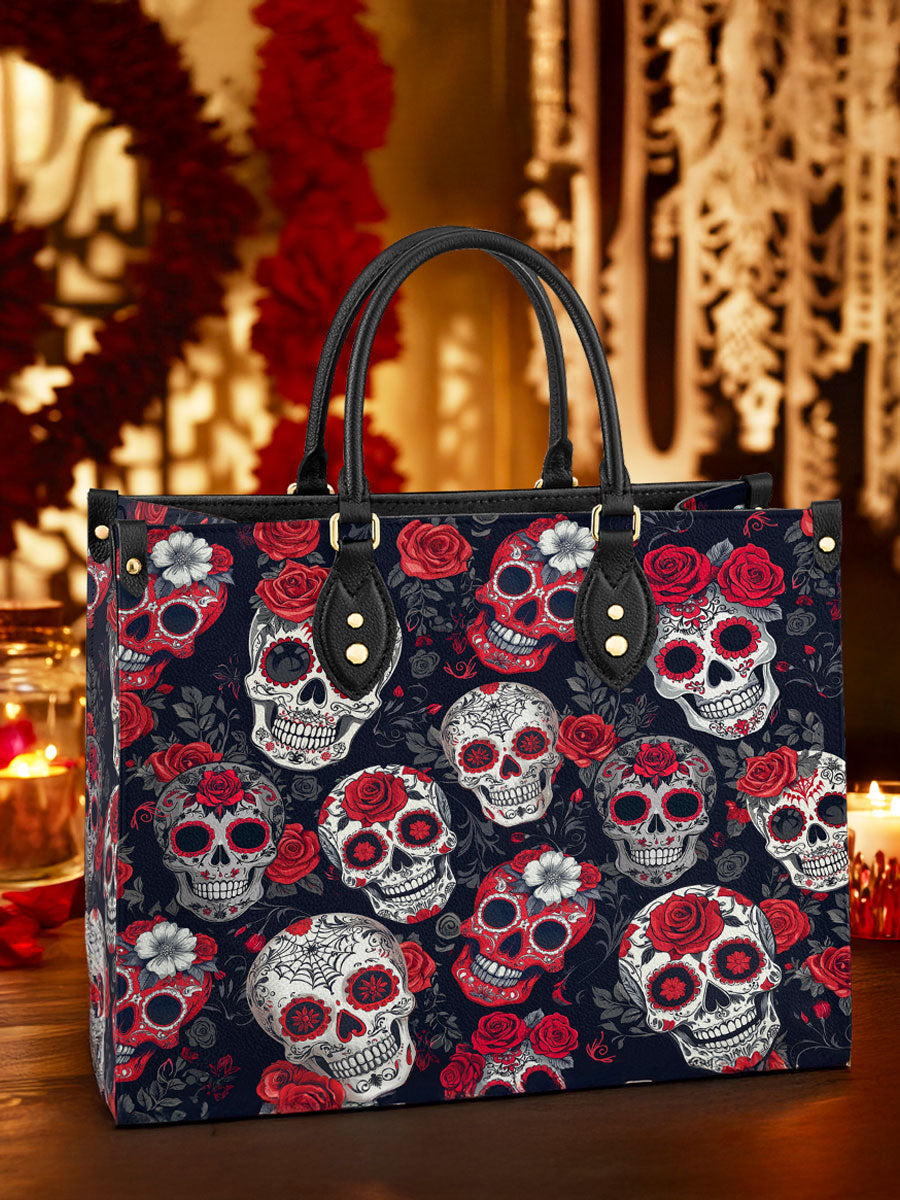 DayoftheDeadRedSugarSkull_RoseGothicFloral PersonalizedLeatherHandbag_4