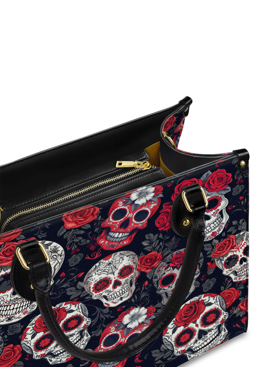 DayoftheDeadRedSugarSkull_RoseGothicFloral PersonalizedLeatherHandbag_5