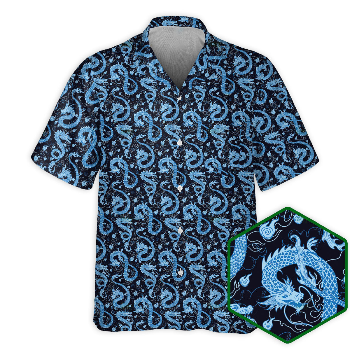 DnDDragonBlackAndBlueStyle HawaiianShirt_8793_2