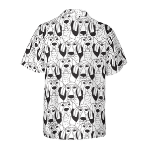 Dogs Emotions Black And White Seamless Hawaiian Shirt