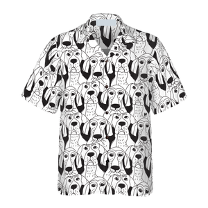 Dogs Emotions Black And White Seamless Hawaiian Shirt