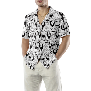 Dogs Emotions Black And White Seamless Hawaiian Shirt