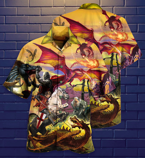 Dragon Fighting The Knights - Hawaiian Shirt