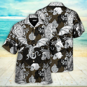 Dragon Flying With Skull Gothic Style - Hawaiian Shirt