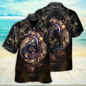 Golden Japanese Dragon - Hawaiian Shirt