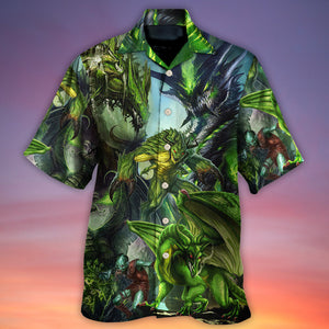 Dragon Green Skull Lover Art Style - Hawaiian Shirt