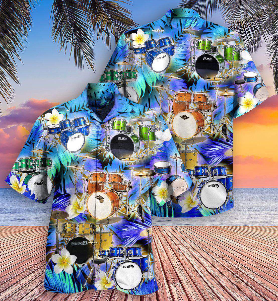 DrumMusicIsBetterWithDrumsAndPlumerias HawaiianShirt OwlOhh_2570_2