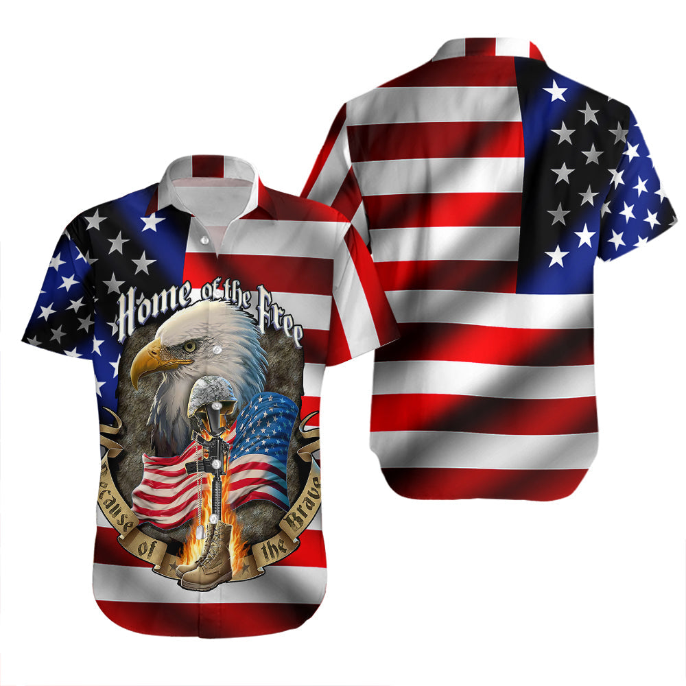 Eagle American Flag Home Of The Free - Hawaiian Shirt