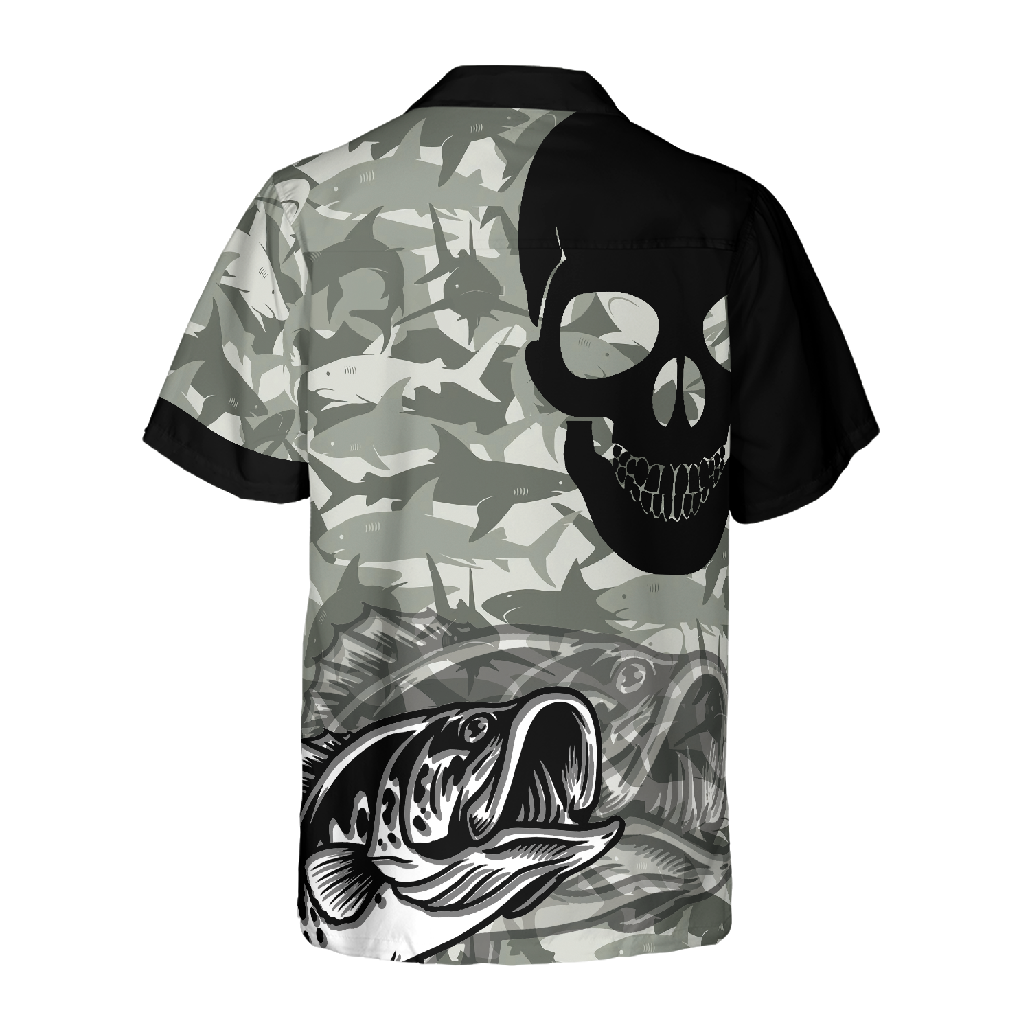 Eat Sleep Fishing Repeat Skull Camouflage - Hawaiian Shirt