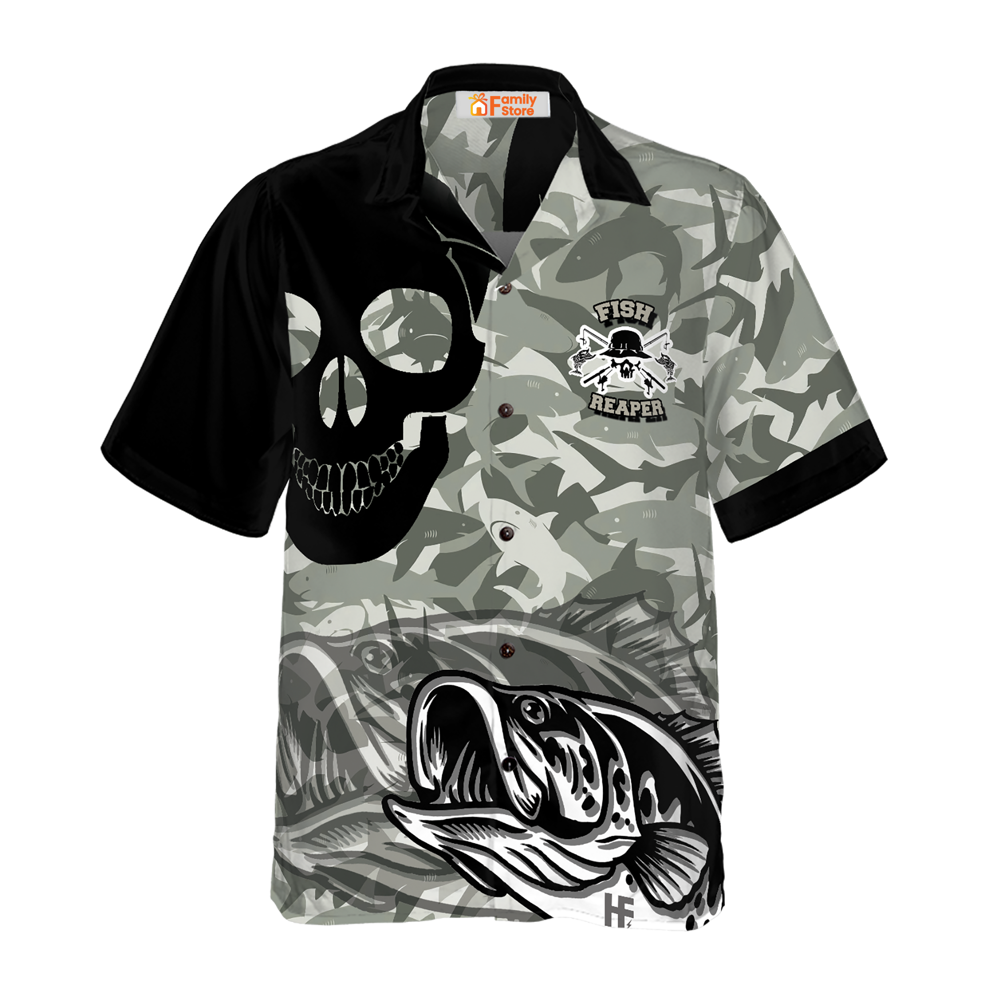 Eat Sleep Fishing Repeat Skull Camouflage - Hawaiian Shirt