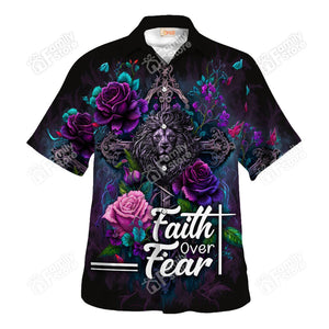 Faith Over Fear Flower Jesus - For Men And Women - Hawaiian Shirt