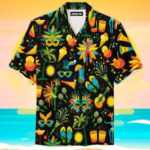 Festival Tropical Mardi Gras Aloha Black - Hawaiian Shirt