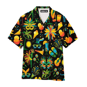 Festival Tropical Mardi Gras Aloha Black - Hawaiian Shirt