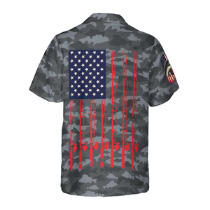 Fishing American Flag - Hawaiian Shirt