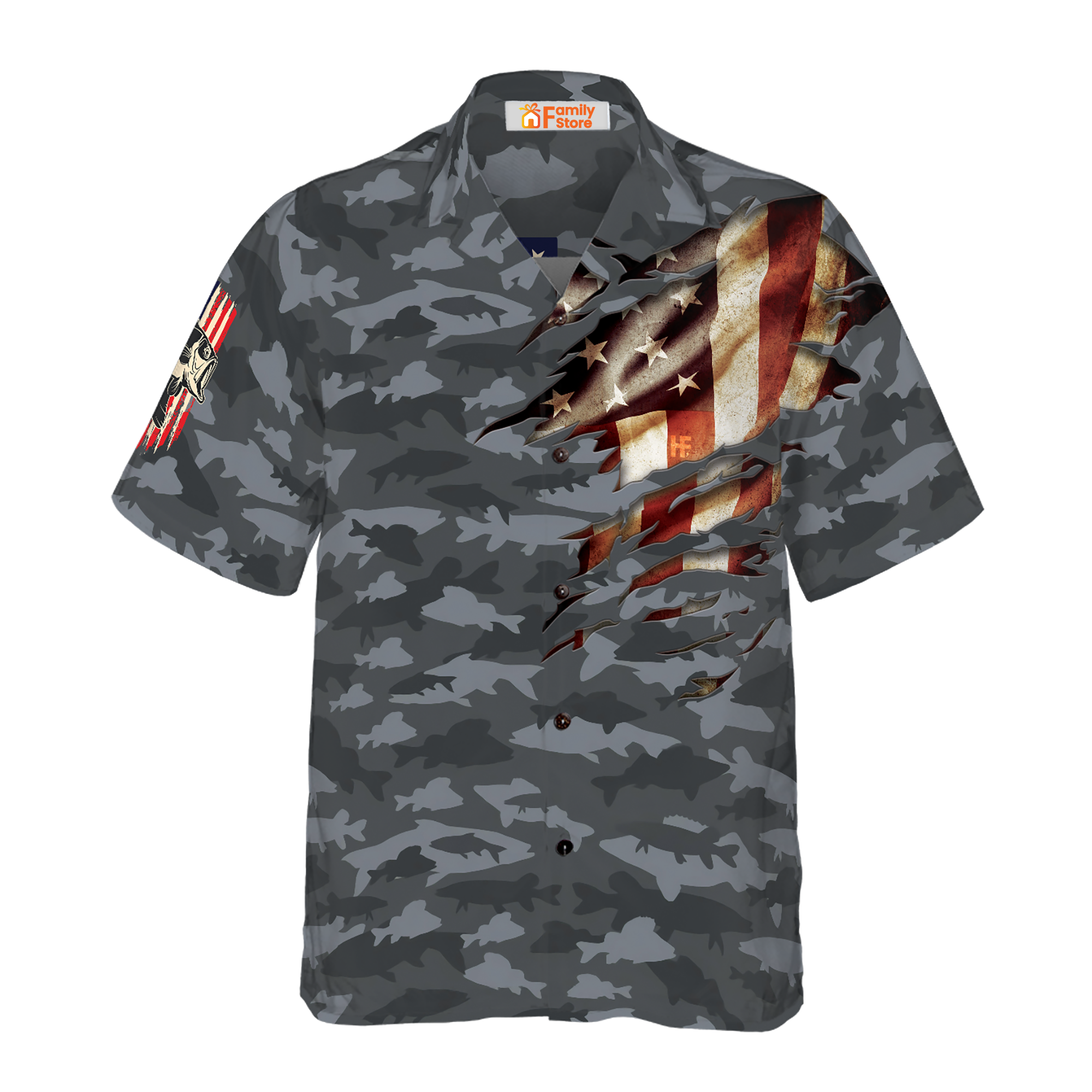 Fishing American Flag - Hawaiian Shirt