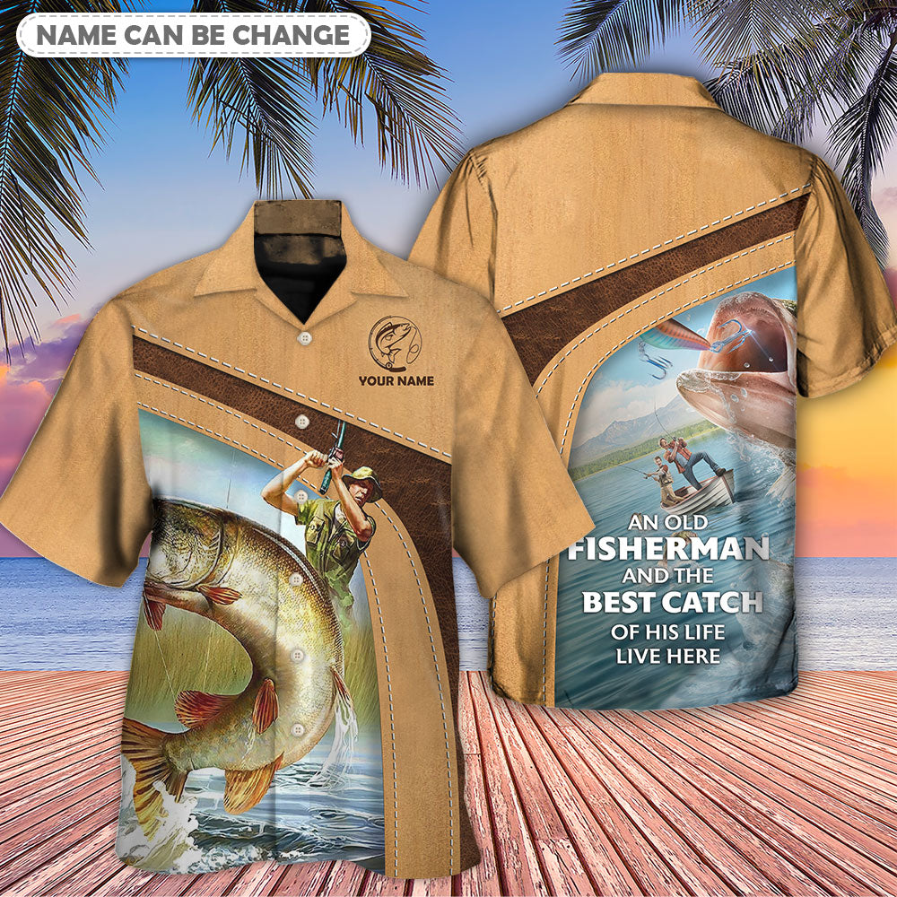 Fishing An Old Fisherman And The Best Catch - Personalized Hawaiian Shirt