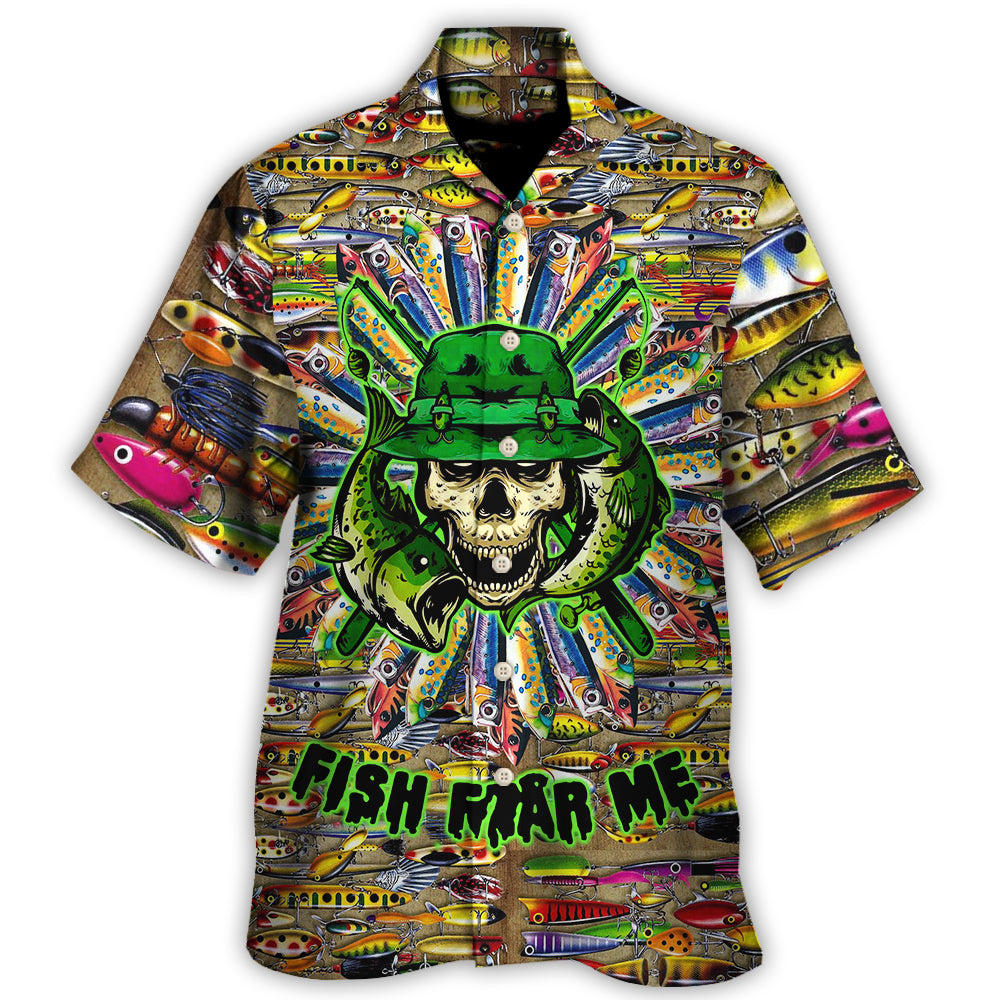 Fishing Just A Man Loves Fishing Skull Cool - Hawaiian Shirt