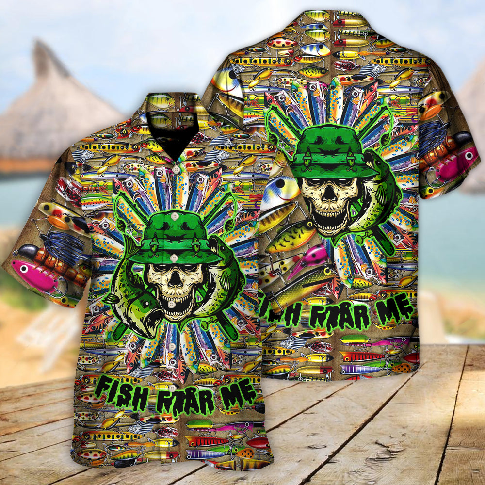 Fishing Just A Man Loves Fishing Skull Cool - Hawaiian Shirt