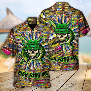 Fishing Just A Man Loves Fishing Skull Cool - Hawaiian Shirt