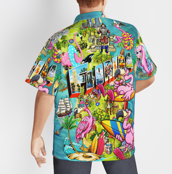 Flamingo Florida Beach Summer Party Colourful - Hawaiian Shirt