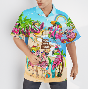 Flamingo On Beach Summer - For Men And Women - Hawaiian Shirt