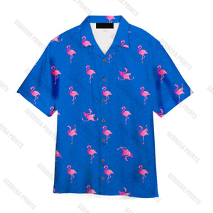 Flamingo Pink Blue - For Men And Women - Hawaiian Shirt