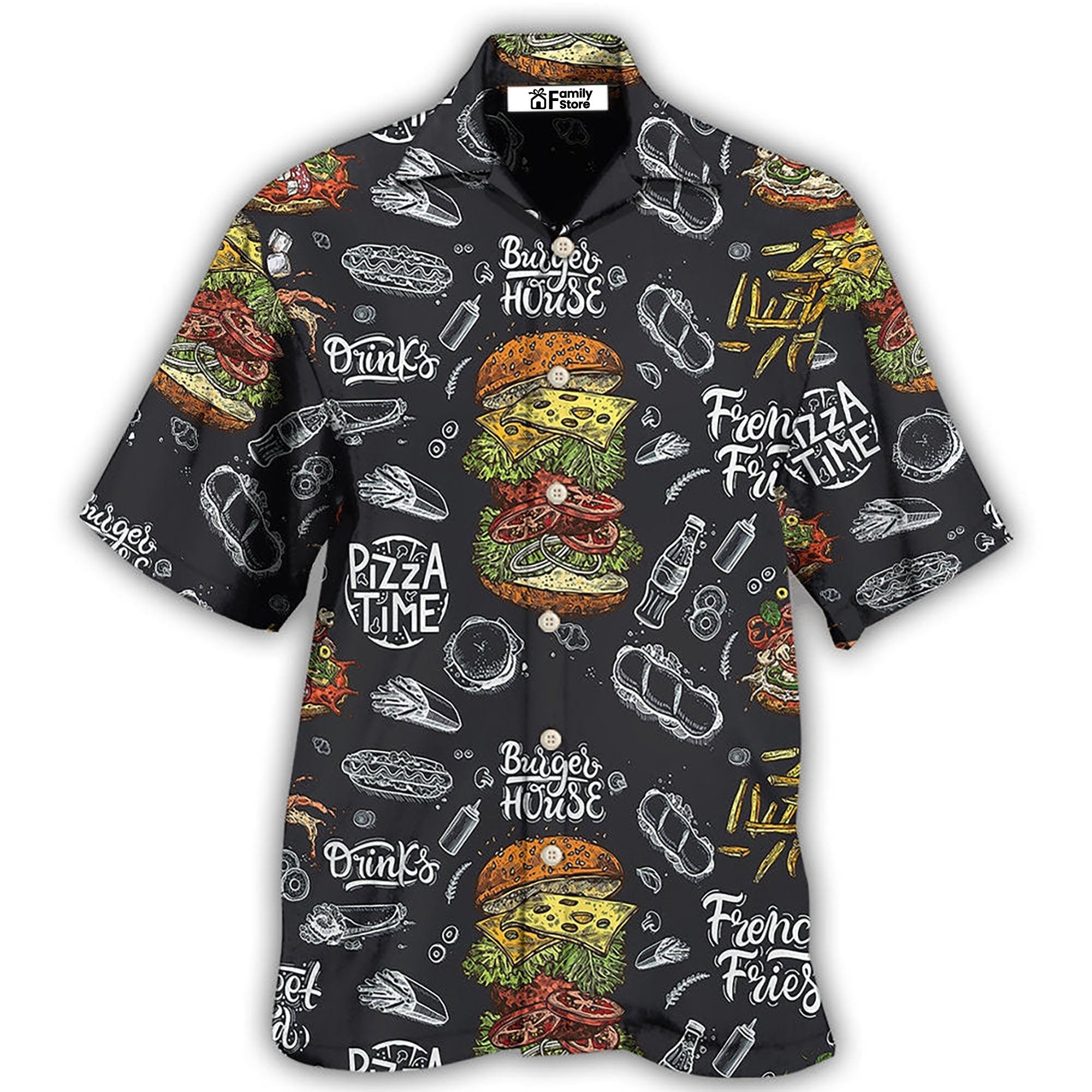 Food Burger House Pizza Time - Gift For Food Lovers - Hawaiian Shirt