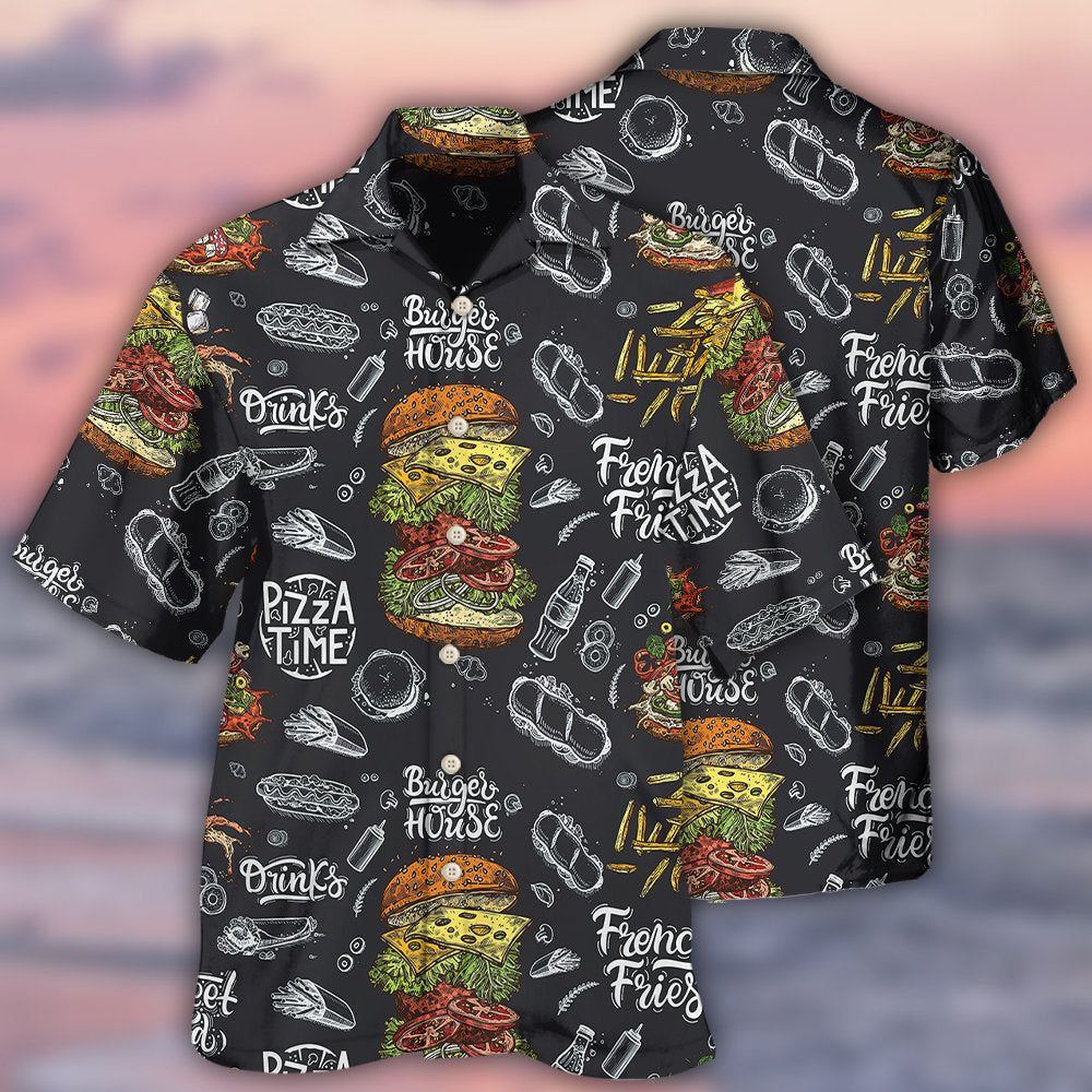 Food Burger House Pizza Time - Gift For Food Lovers - Hawaiian Shirt