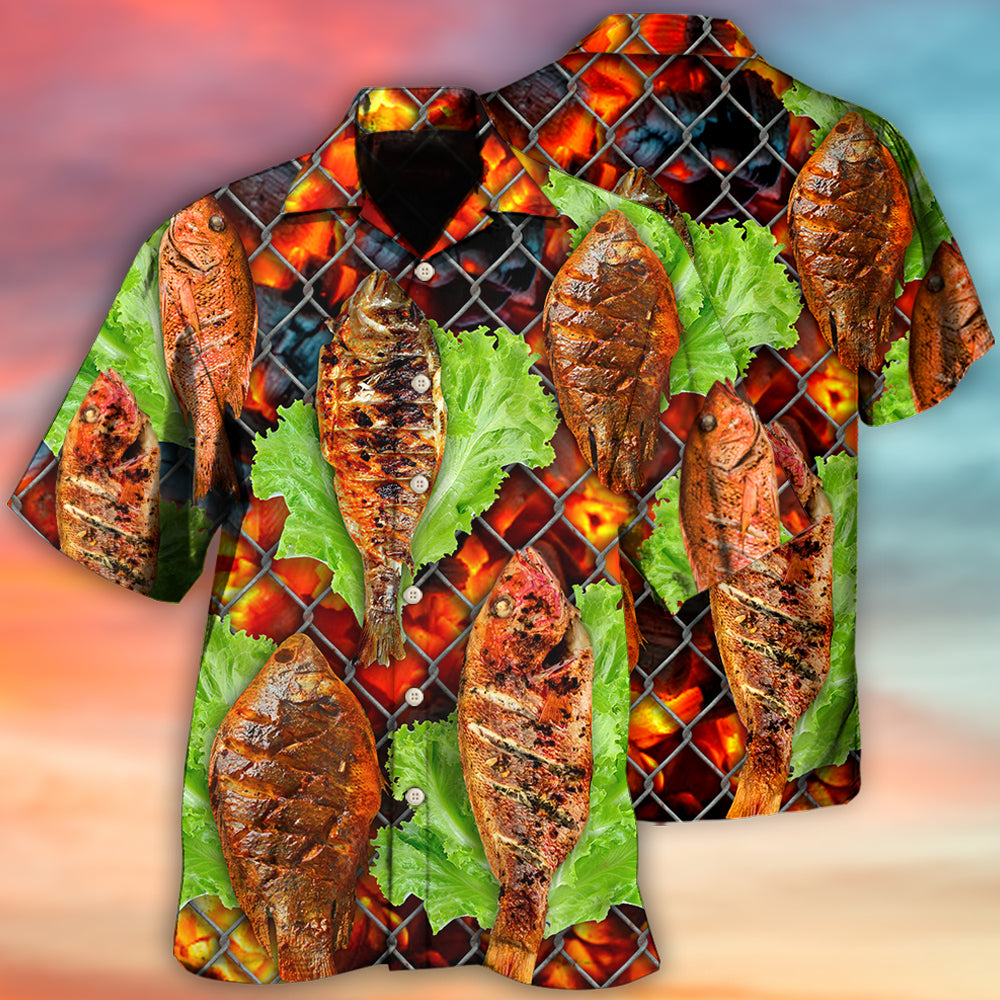 Food Delicious Grilled Fish BBQ Style - Gift For Food Lovers - Hawaiian Shirt