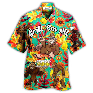 Food Grill Em All Funny Barbecue Cool - Gift For Food Lovers - Hawaiian Shirt