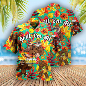 Food Grill Em All Funny Barbecue Cool - Gift For Food Lovers - Hawaiian Shirt