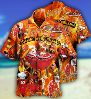 Food Hot Chilling and Grilling BBQ Party - Gift For Food Lovers - Hawaiian Shirt