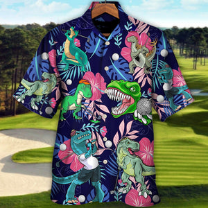 Golf Funny Dinosaur Back Nines Matter Tropical Pattern - Hawaiian Shirt