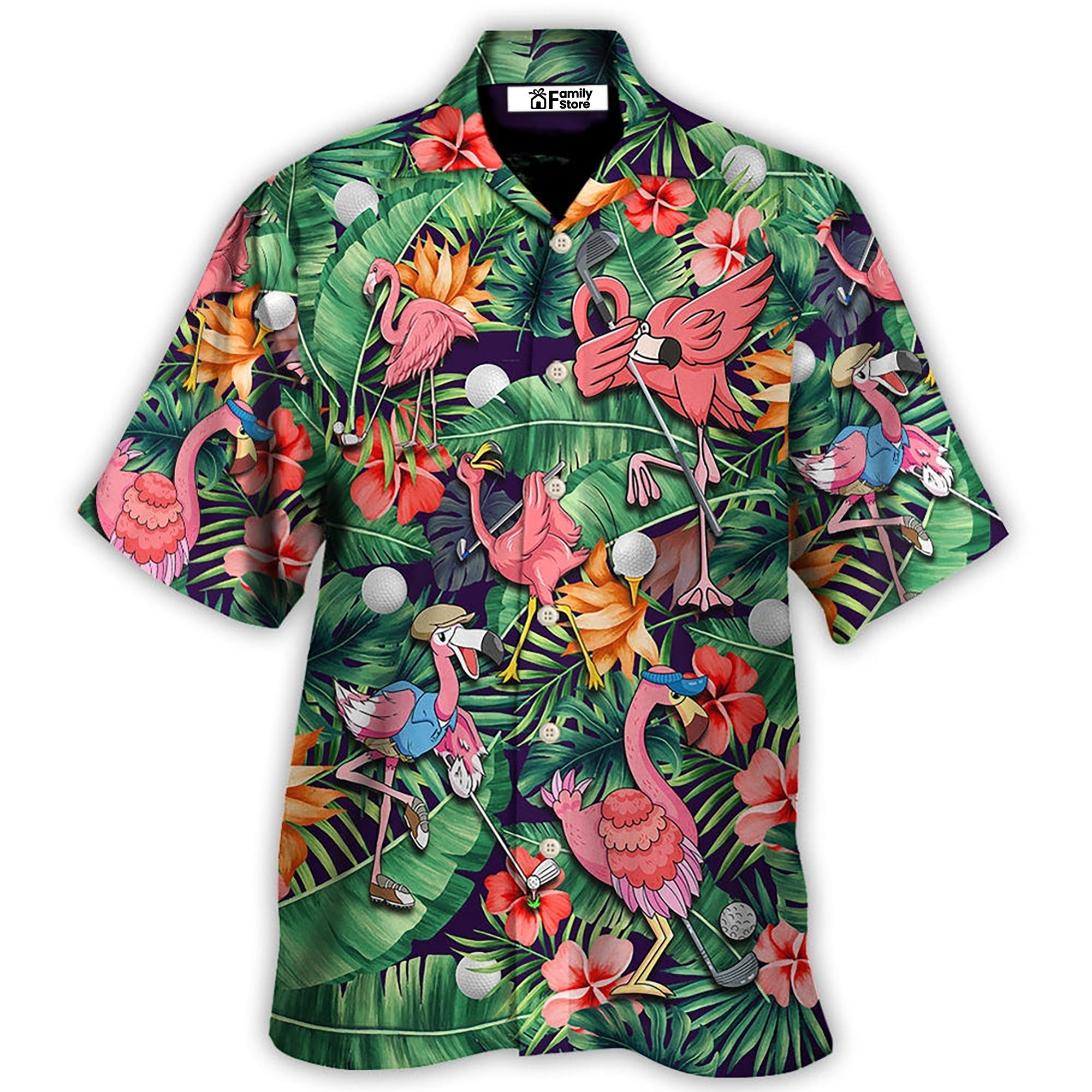 Golf Funny Flamingo Playing Golf Talk Birdie To Me - Hawaiian Shirt