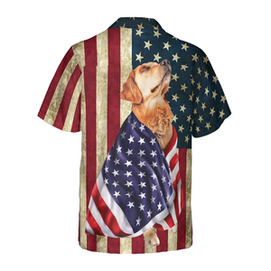 Golden Retriever American Flag Hawaiian Shirt