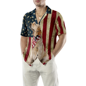 Golden Retriever American Flag Hawaiian Shirt