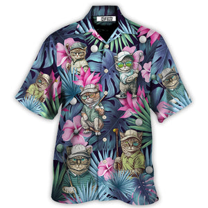 Golf Funny Cat Playing Golf Kiss My Putt Tropical Golf Lover - Hawaiian Shirt