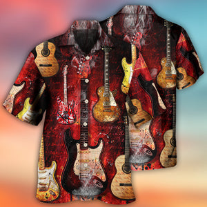 Abstract Halloween Guitar Art Style - Hawaiian Shirt